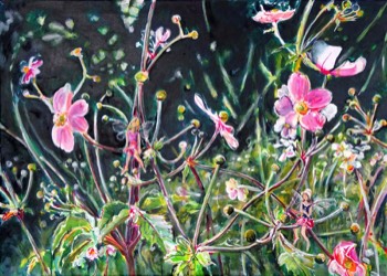 Hiding in the Windflowers, Acryl auf Leinwand, 50 x 70 cm